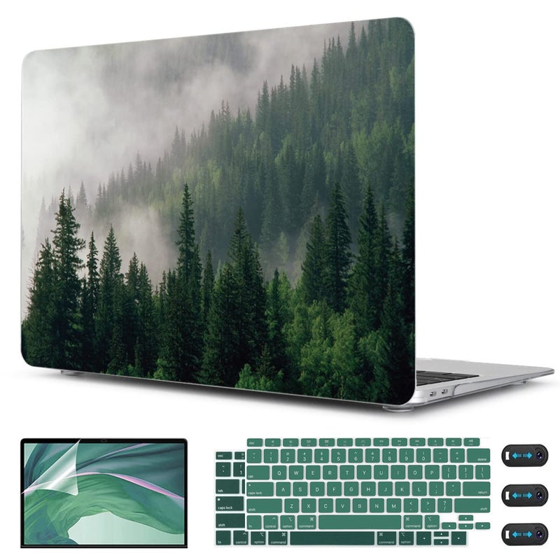 CISSOOK Compatible with MacBook Air 13 inch Case 2021 2020 2019 2018 Release A2337 M1 A2179 A1932 with Touch ID  Plastic Hard Shell Case &Keyboard Cover &Screen Protector for MacBook Air 13  Forest - Image 1